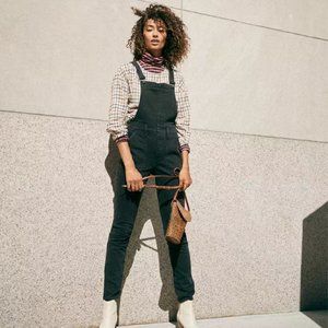 🌟 Madewell skinny black denim overalls